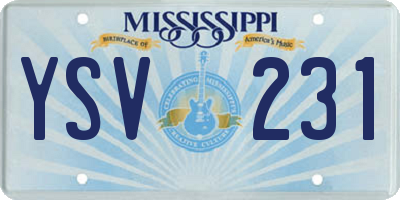 MS license plate YSV231