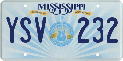 MS license plate YSV232