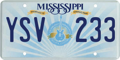 MS license plate YSV233