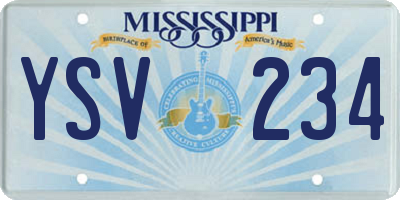 MS license plate YSV234