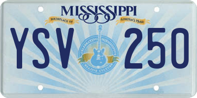 MS license plate YSV250