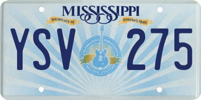 MS license plate YSV275