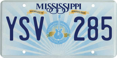 MS license plate YSV285