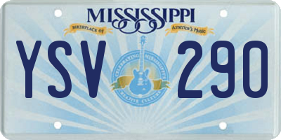 MS license plate YSV290