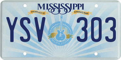 MS license plate YSV303