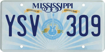 MS license plate YSV309