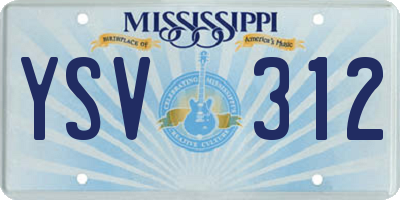 MS license plate YSV312