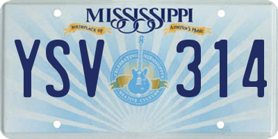 MS license plate YSV314
