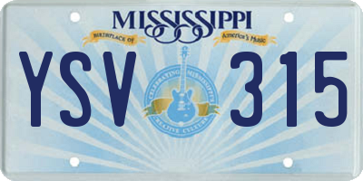 MS license plate YSV315