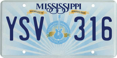 MS license plate YSV316