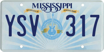 MS license plate YSV317