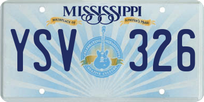 MS license plate YSV326