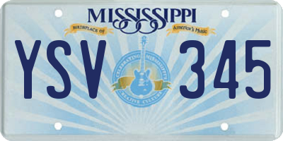 MS license plate YSV345