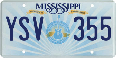 MS license plate YSV355
