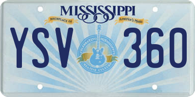 MS license plate YSV360