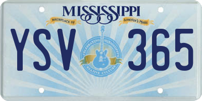 MS license plate YSV365