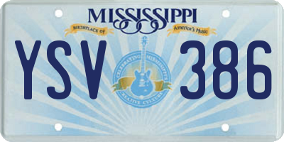 MS license plate YSV386