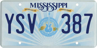 MS license plate YSV387