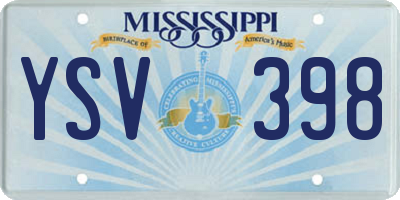 MS license plate YSV398