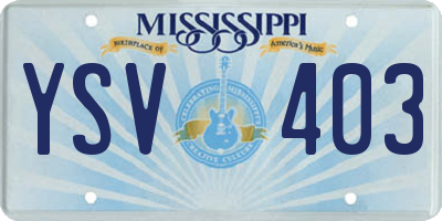 MS license plate YSV403