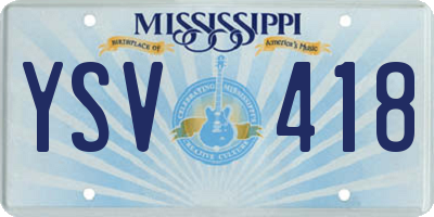 MS license plate YSV418