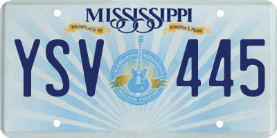 MS license plate YSV445