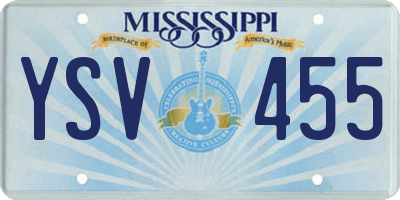 MS license plate YSV455