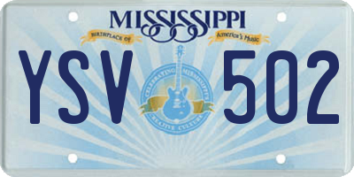 MS license plate YSV502