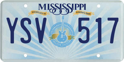 MS license plate YSV517