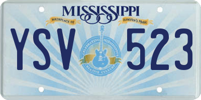 MS license plate YSV523
