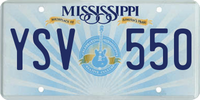 MS license plate YSV550
