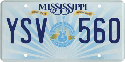 MS license plate YSV560