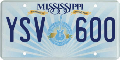 MS license plate YSV600