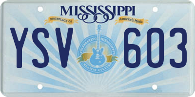MS license plate YSV603