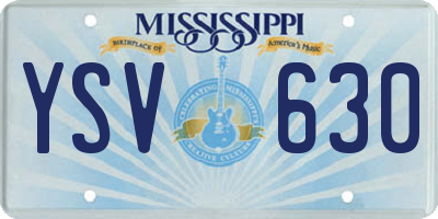 MS license plate YSV630