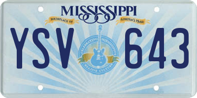 MS license plate YSV643