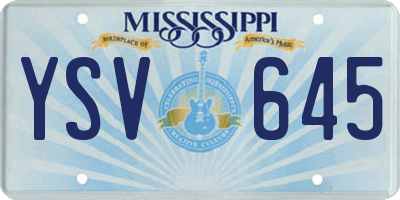 MS license plate YSV645