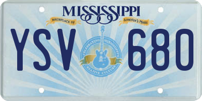 MS license plate YSV680