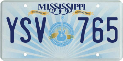 MS license plate YSV765