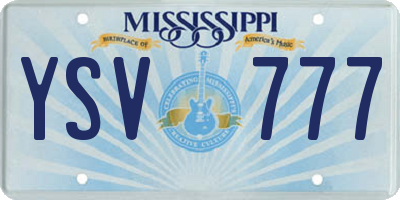 MS license plate YSV777