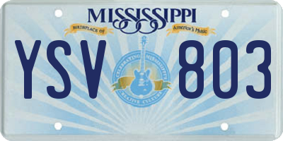 MS license plate YSV803