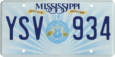 MS license plate YSV934