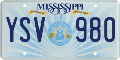MS license plate YSV980