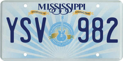 MS license plate YSV982