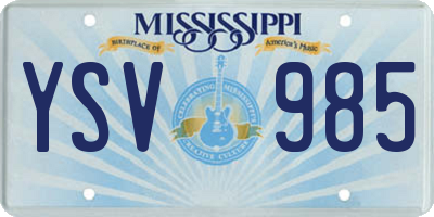 MS license plate YSV985