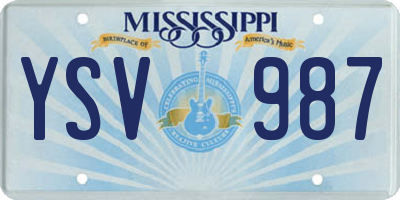 MS license plate YSV987
