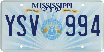 MS license plate YSV994