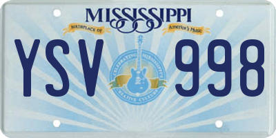 MS license plate YSV998