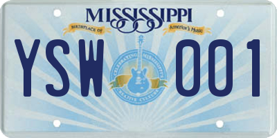 MS license plate YSW001