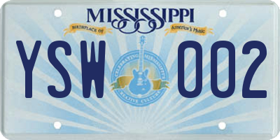 MS license plate YSW002